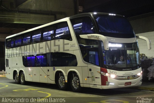 Auto Viação Catarinense 3400 na cidade de São Paulo, São Paulo, Brasil, por Alessandro de Bem Barros. Número da foto: #1922939.