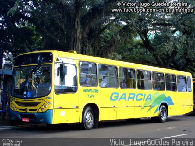 Viação Garcia 7599 na cidade de Maringá, Paraná, Brasil, por Victor Hugo Guedes Pereira. ID da foto: 1936665.