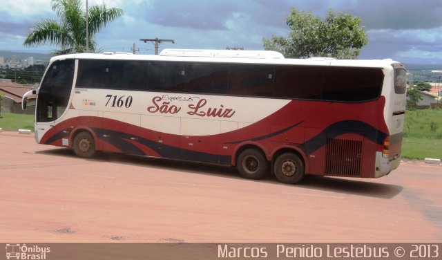 Expresso São Luiz 7160 na cidade de Rondonópolis, Mato Grosso, Brasil, por Marcos  Penido. ID da foto: 1900320.