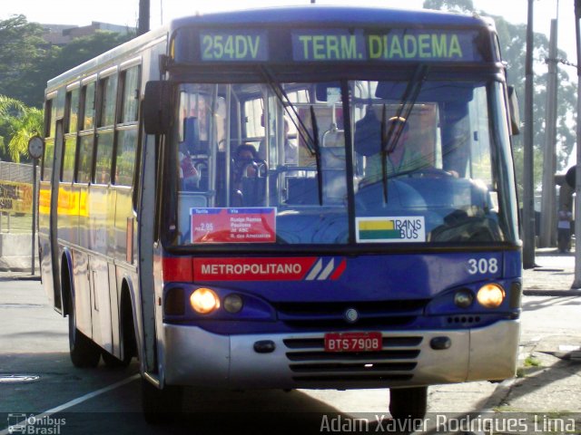 Trans Bus Transportes Coletivos 308 na cidade de Diadema, São Paulo, Brasil, por Adam Xavier Rodrigues Lima. Número da foto: #1978470.