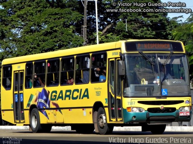 Viação Garcia 7557 na cidade de Maringá, Paraná, Brasil, por Victor Hugo Guedes Pereira. ID da foto: 1997013.