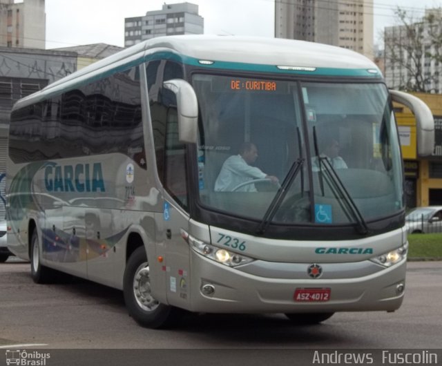 Viação Garcia 7236 na cidade de Curitiba, Paraná, Brasil, por Andrews  Fuscolin. ID da foto: 1960664.