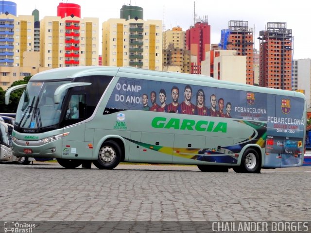 Viação Garcia 7686 na cidade de Londrina, Paraná, Brasil, por C.   Borges. Número da foto: #1962147.