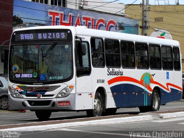 Auto Viação Salineira RJ 111.069 na cidade de Cabo Frio, Rio de Janeiro, Brasil, por Vinícius  Christófori. ID da foto: 2001299.