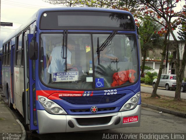 Viação Piracicabana 7283 na cidade de São Vicente, São Paulo, Brasil, por Adam Xavier Rodrigues Lima. Número da foto: #2003138.