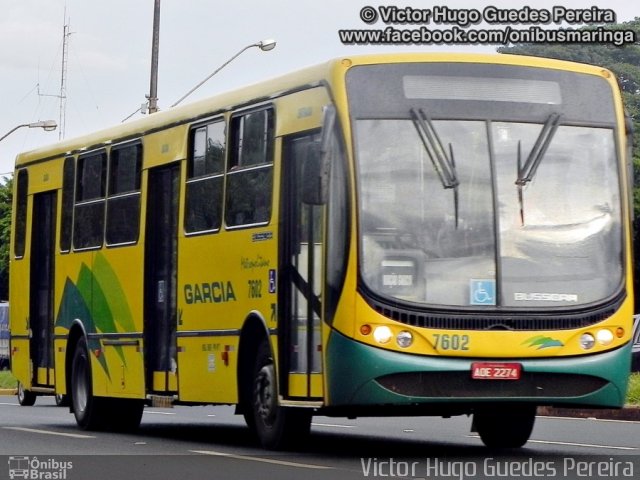 Viação Garcia 7602 na cidade de Maringá, Paraná, Brasil, por Victor Hugo Guedes Pereira. ID da foto: 2005141.