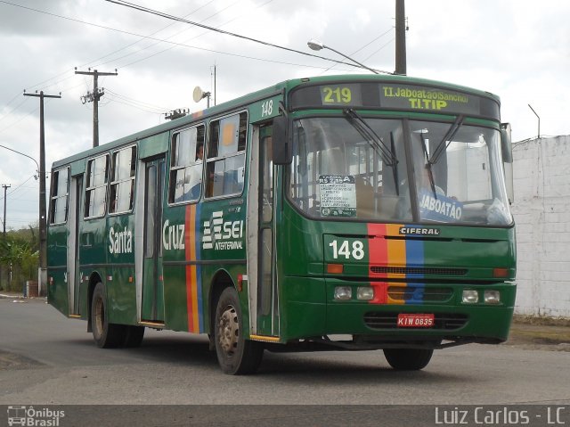 Auto Viação Santa Cruz 148 na cidade de Recife, Pernambuco, Brasil, por Luiz Carlos de Santana. Número da foto: #2006456.