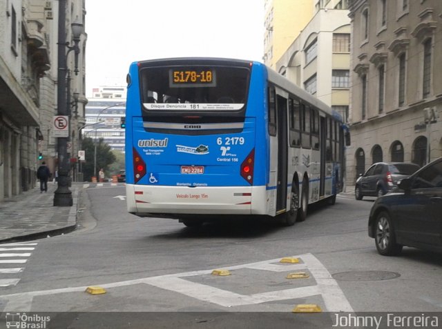 TUPI - Transportes Urbanos Piratininga 6 2179 na cidade de São Paulo, São Paulo, Brasil, por Johnny Ferreira. Número da foto: #2005216.