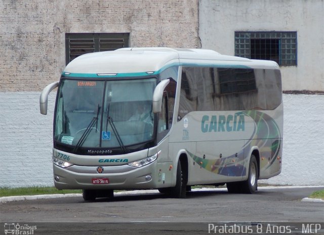 Viação Garcia 7706 na cidade de Ourinhos, São Paulo, Brasil, por Cristiano Soares da Silva. Número da foto: #2006381.
