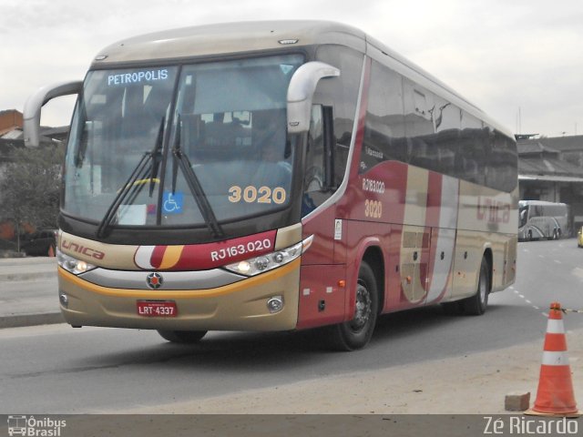 Transportes Única Petrópolis RJ 163.020 na cidade de Rio de Janeiro, Rio de Janeiro, Brasil, por Zé Ricardo Reis. Número da foto: #2013259.