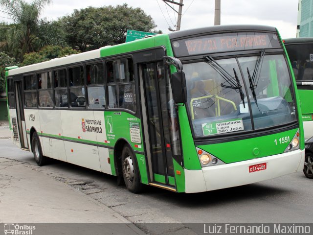 Viação Santa Brígida 1 1551 na cidade de São Paulo, São Paulo, Brasil, por Luiz Fernando Maximo. ID da foto: 2014111.