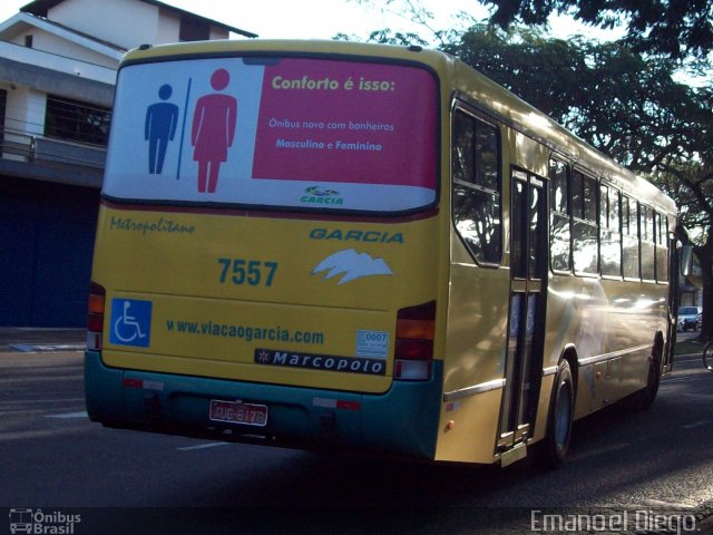 Viação Garcia 7557 na cidade de Maringá, Paraná, Brasil, por Emanoel Diego.. ID da foto: 2014293.