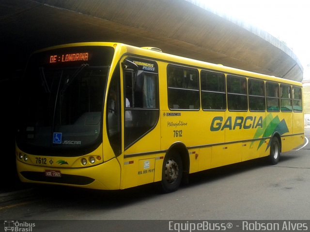 Viação Garcia 7612 na cidade de Londrina, Paraná, Brasil, por Robson Alves. ID da foto: 2021119.