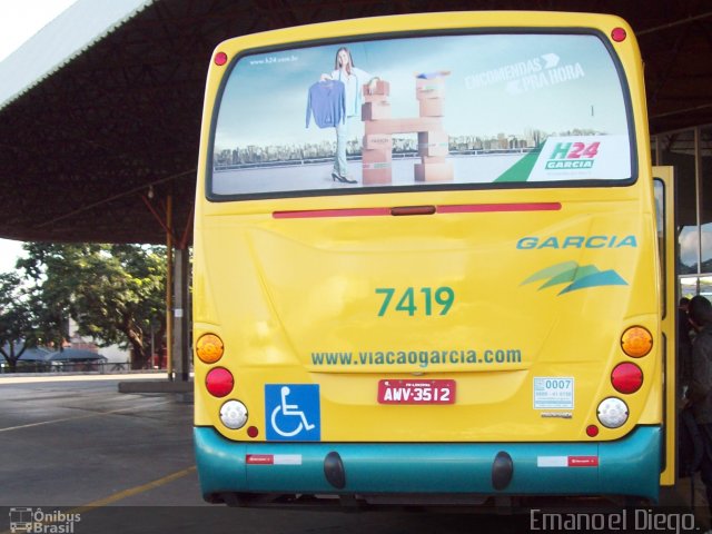 Viação Garcia 7419 na cidade de Maringá, Paraná, Brasil, por Emanoel Diego.. Número da foto: #2020171.
