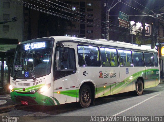 Viação Piracicabana Santos 4322 na cidade de Santos, São Paulo, Brasil, por Adam Xavier Rodrigues Lima. ID da foto: 2020101.