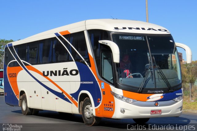 Expresso União 10208 na cidade de Montes Claros, Minas Gerais, Brasil, por Carlos Eduardo Lopes. ID da foto: 2022453.