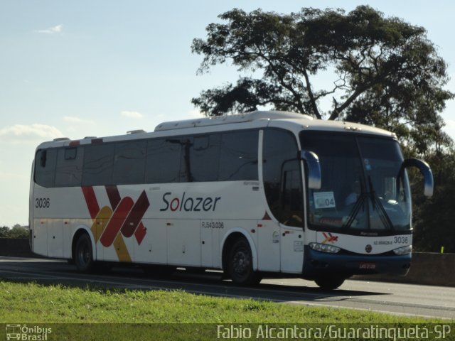 Solazer Transportes e Turismo 3036 na cidade de Guaratinguetá, São Paulo, Brasil, por Fabio Alcantara. ID da foto: 2041757.