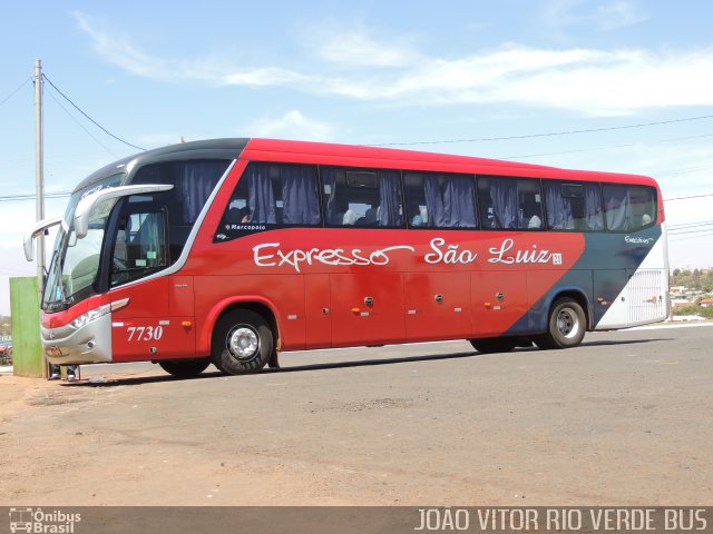 Expresso São Luiz 7730 na cidade de Rio Verde, Goiás, Brasil, por Joao Vitor. Número da foto: #2044383.