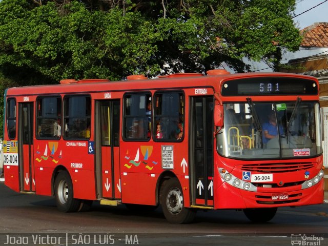 Viação Primor 36-004 na cidade de São Luís, Maranhão, Brasil, por João Victor. ID da foto: 2046983.