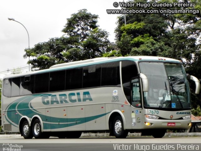Viação Garcia 7670 na cidade de Maringá, Paraná, Brasil, por Victor Hugo Guedes Pereira. Número da foto: #2045593.