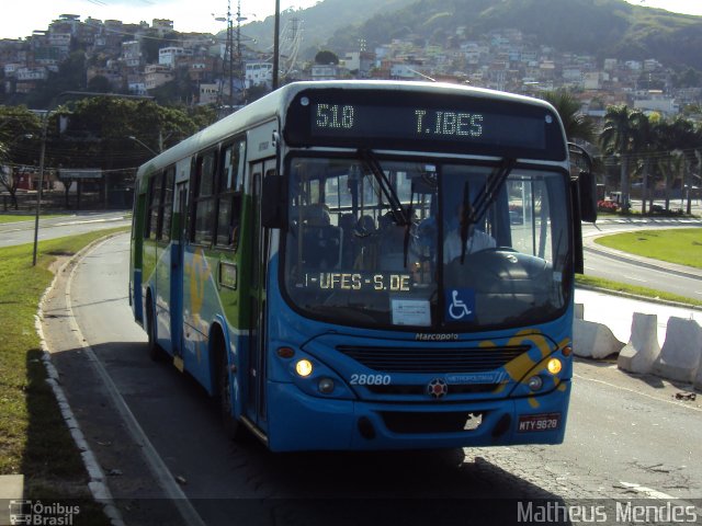 Metropolitana Transportes e Serviços 28080 na cidade de Vitória, Espírito Santo, Brasil, por Matheus Mendes. Número da foto: #2045479.