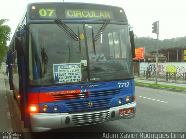 Viação Piracicabana 7712 na cidade de Santos, São Paulo, Brasil, por Adam Xavier Rodrigues Lima. Número da foto: #2049704.