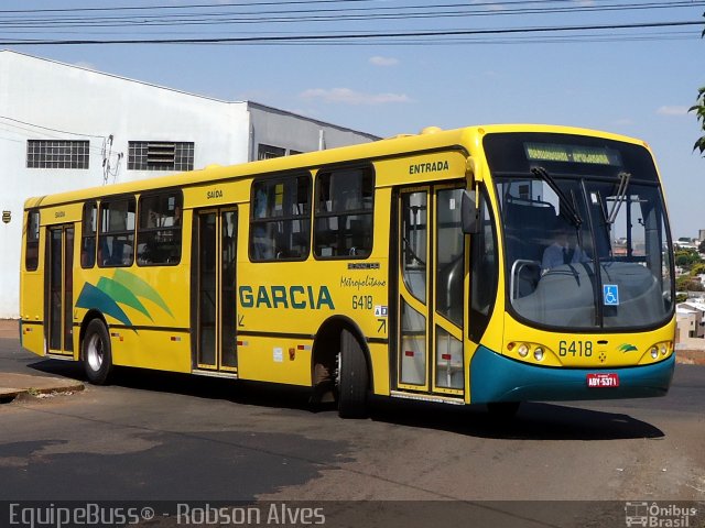 Viação Garcia 6418 na cidade de Apucarana, Paraná, Brasil, por Robson Alves. ID da foto: 2053193.