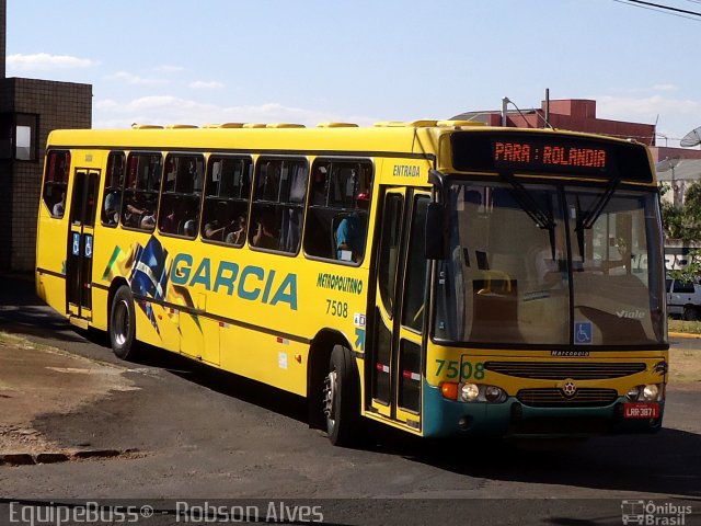 Viação Garcia 7508 na cidade de Apucarana, Paraná, Brasil, por Robson Alves. ID da foto: 2055048.