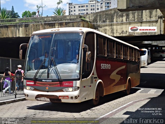 Viação Serro 1610 na cidade de Belo Horizonte, Minas Gerais, Brasil, por Valter Francisco. Número da foto: #2058023.