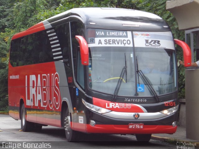 Lirabus 12151 na cidade de São Paulo, São Paulo, Brasil, por Felipe Gonzales. Número da foto: #2058755.