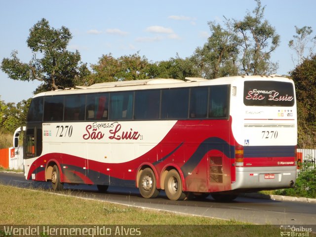 Expresso São Luiz 7270 na cidade de Brasília, Distrito Federal, Brasil, por Wendel Hermenegildo Alves. Número da foto: #2063075.