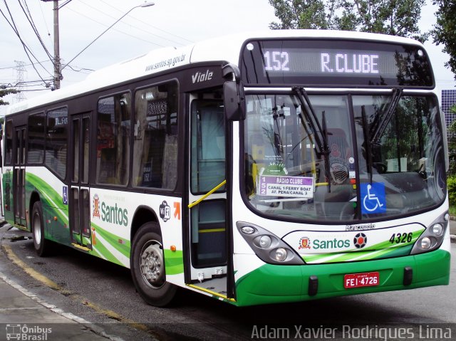 Viação Piracicabana Santos 4326 na cidade de Santos, São Paulo, Brasil, por Adam Xavier Rodrigues Lima. Número da foto: #2065090.