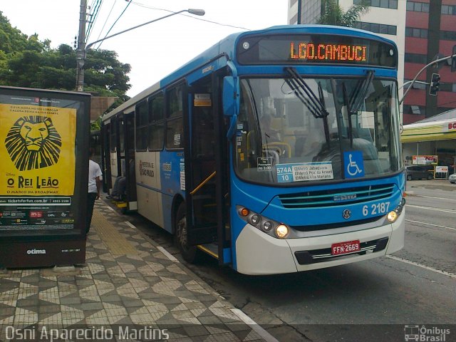 TUPI - Transportes Urbanos Piratininga 6 2187 na cidade de São Paulo, São Paulo, Brasil, por Osni Aparecido Martins. Número da foto: #2064622.