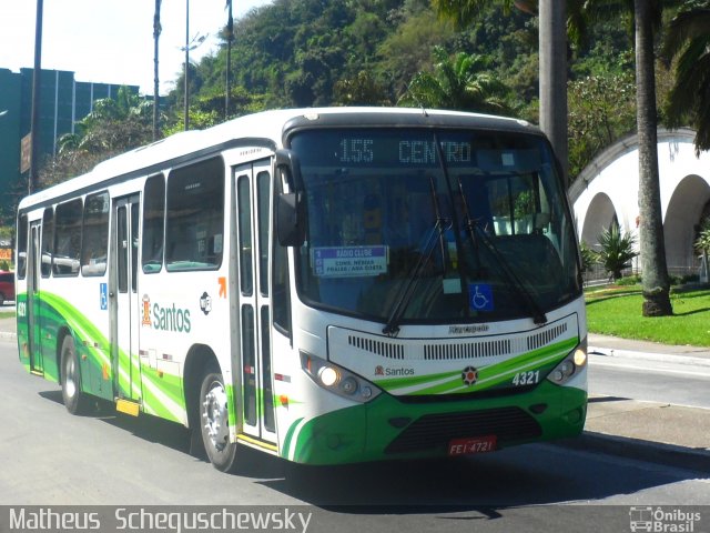 Viação Piracicabana Santos 4321 na cidade de Santos, São Paulo, Brasil, por Matheus  Scheguschewsky. ID da foto: 2066966.