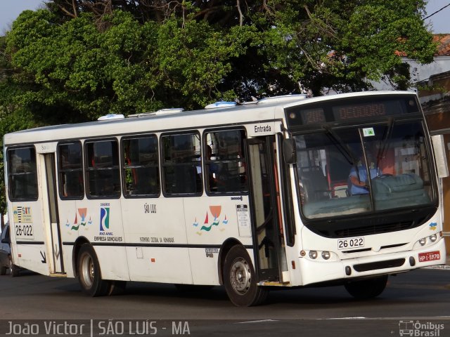 Viação Gonçalves 26-022 na cidade de São Luís, Maranhão, Brasil, por João Victor. ID da foto: 2074993.