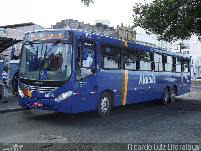 Viação Atalaia Transportes 6008 na cidade de Aracaju, Sergipe, Brasil, por Ricardo Luiz. Número da foto: #2073512.