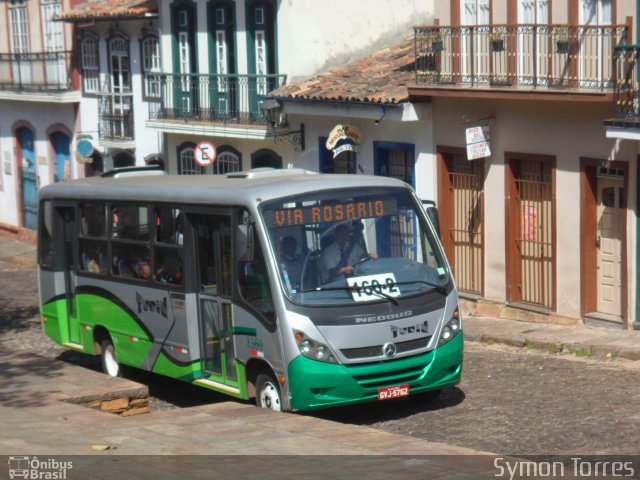 Turin Transportes 3360 na cidade de Ouro Preto, Minas Gerais, Brasil, por Symon Torres. Número da foto: #2032443.