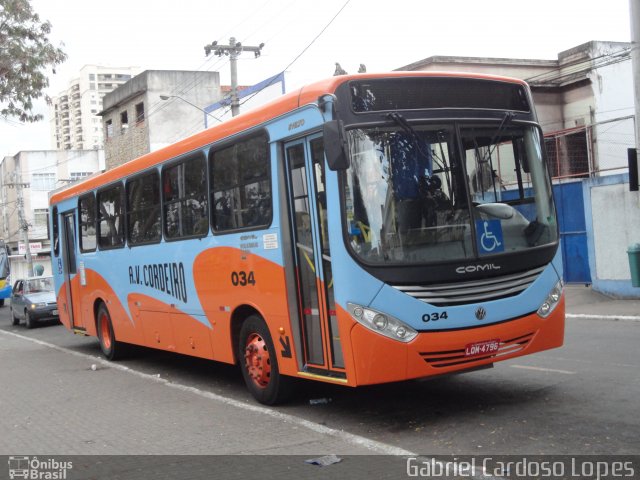 Auto Viação Cordeiro 034 na cidade de Campos dos Goytacazes, Rio de Janeiro, Brasil, por Gabriel Cardoso Lopes. ID da foto: 2035514.