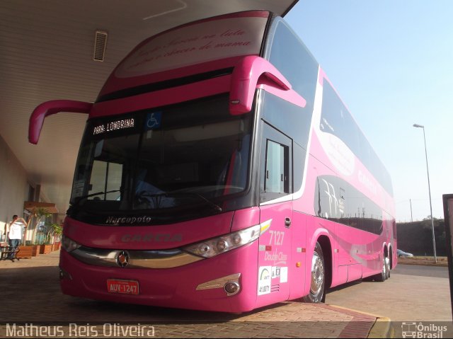 Viação Garcia 7127 na cidade de Ourinhos, São Paulo, Brasil, por Matheus Reis Oliveira. ID da foto: 2039611.